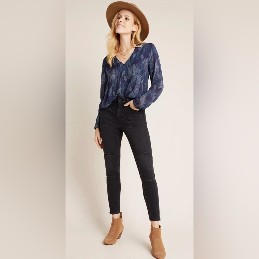 Anthropologie Pilcro High-Rise Moto Denim Leggings - Picture 9 of 16